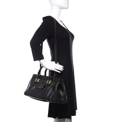 Chloe Calfskin Medium Alice Satchel Fir Green Black 2 of 9