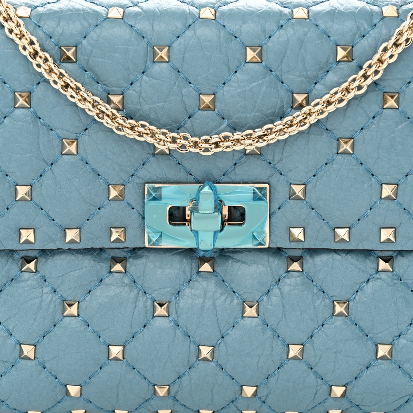 Craquele Nappa Medium Rockstud Spike Shoulder Bag Nube