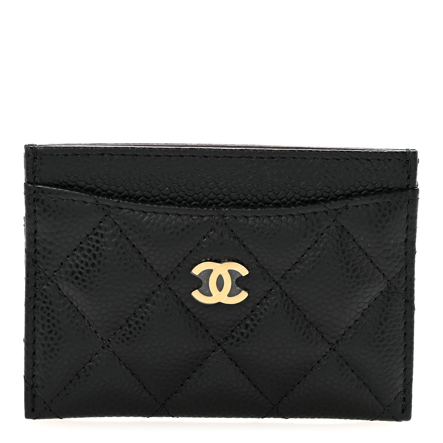 Caviar Quilted Card Holder Black