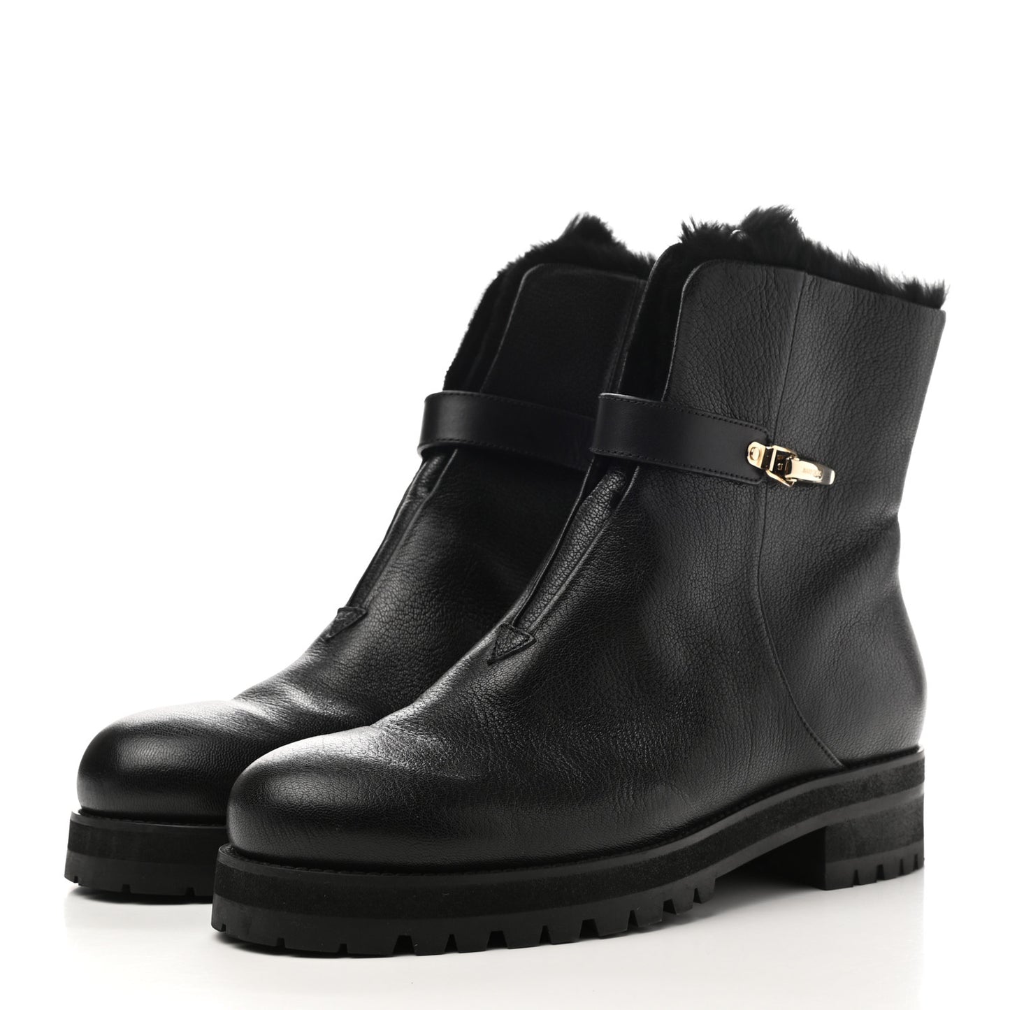 Calfskin Fur Boots 42 Black