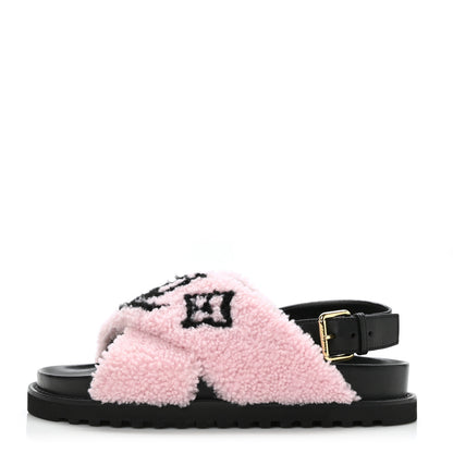 Louis Vuitton Shearling Paseo Sandals 40 Pink 1 of 8