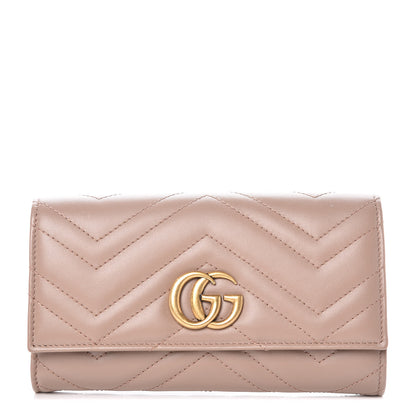 Gucci Calfskin Matelasse GG Marmont Continental Wallet Porcelain Rose 1 of 9