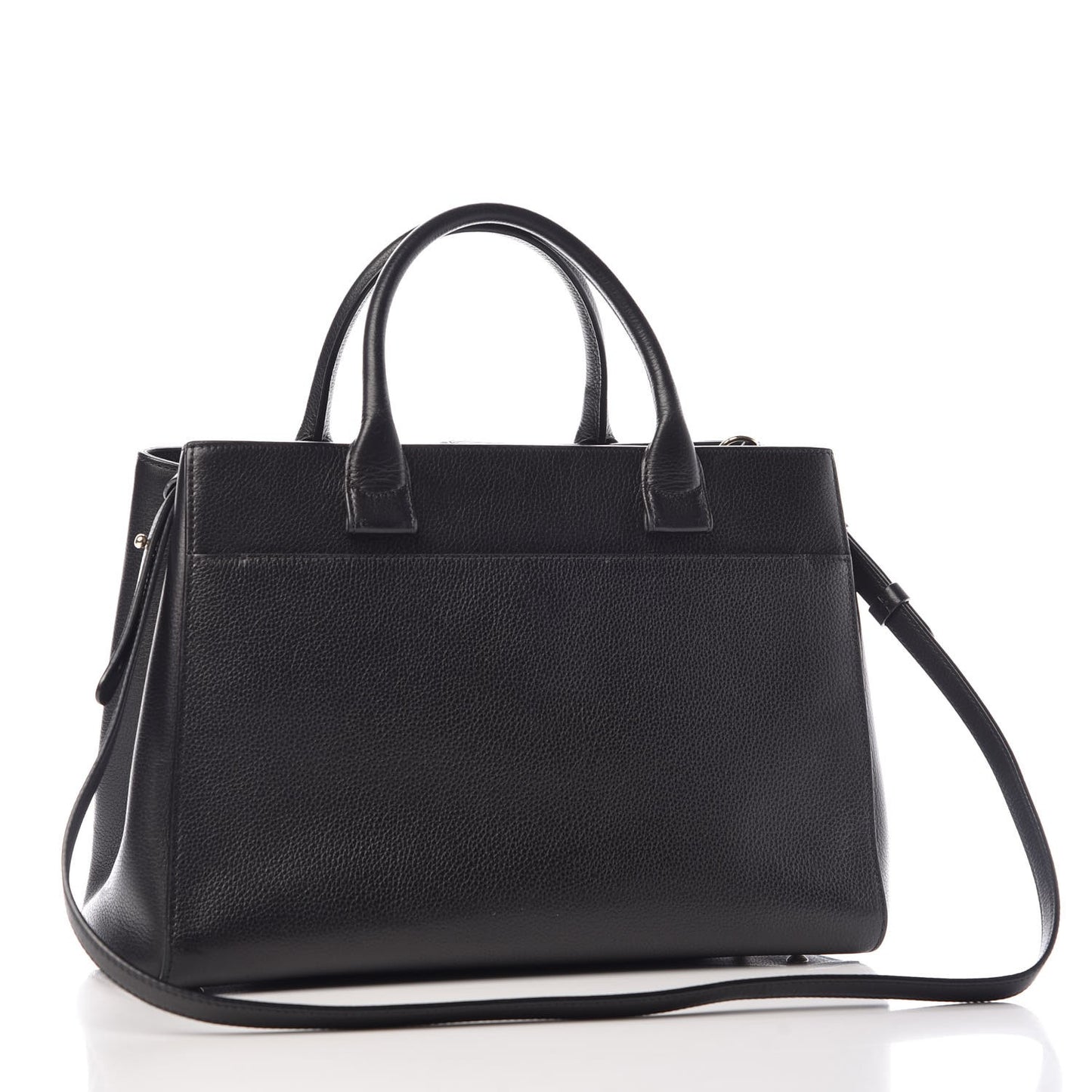Grained Calfskin Small Neo Executive Shopper Tote Black