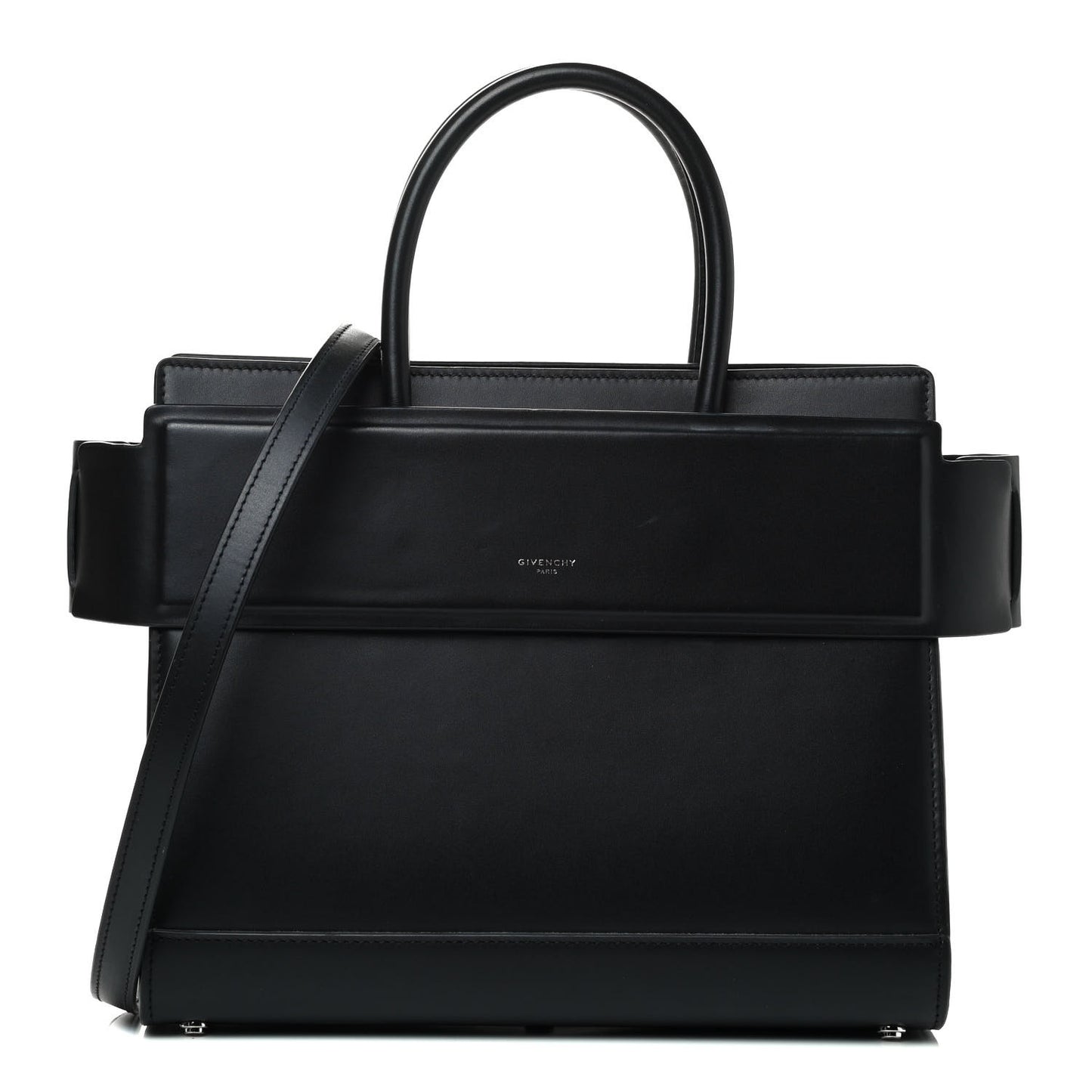 Smooth Calfskin Small Horizon Satchel Black