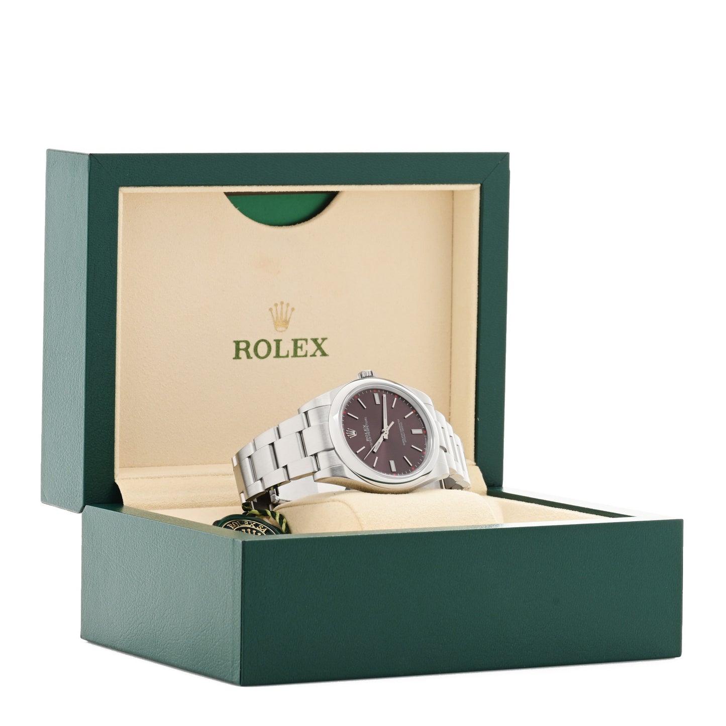 Stainless Steel 39mm Oyster Perpetual Watch Red Grape 114300