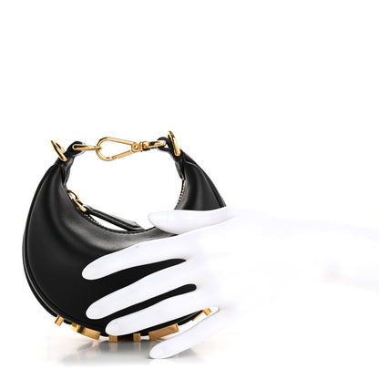 Fendi Vitello Grace Matte Nano Fendigraphy Hobo Charm Black 2 of 9