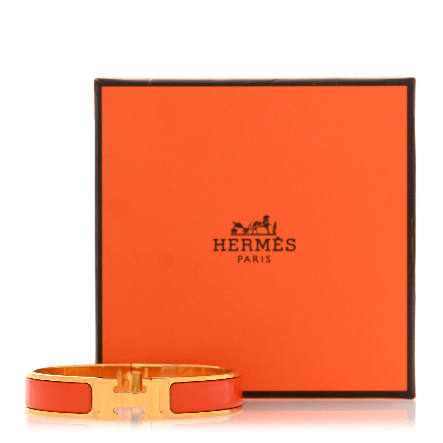 Hermes Enamel Narrow Clic Clac H Bracelet GM Orange 5 of 5
