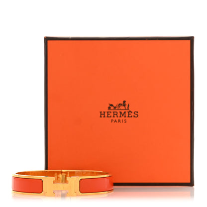 Hermes Enamel Narrow Clic Clac H Bracelet GM Orange 5 of 5