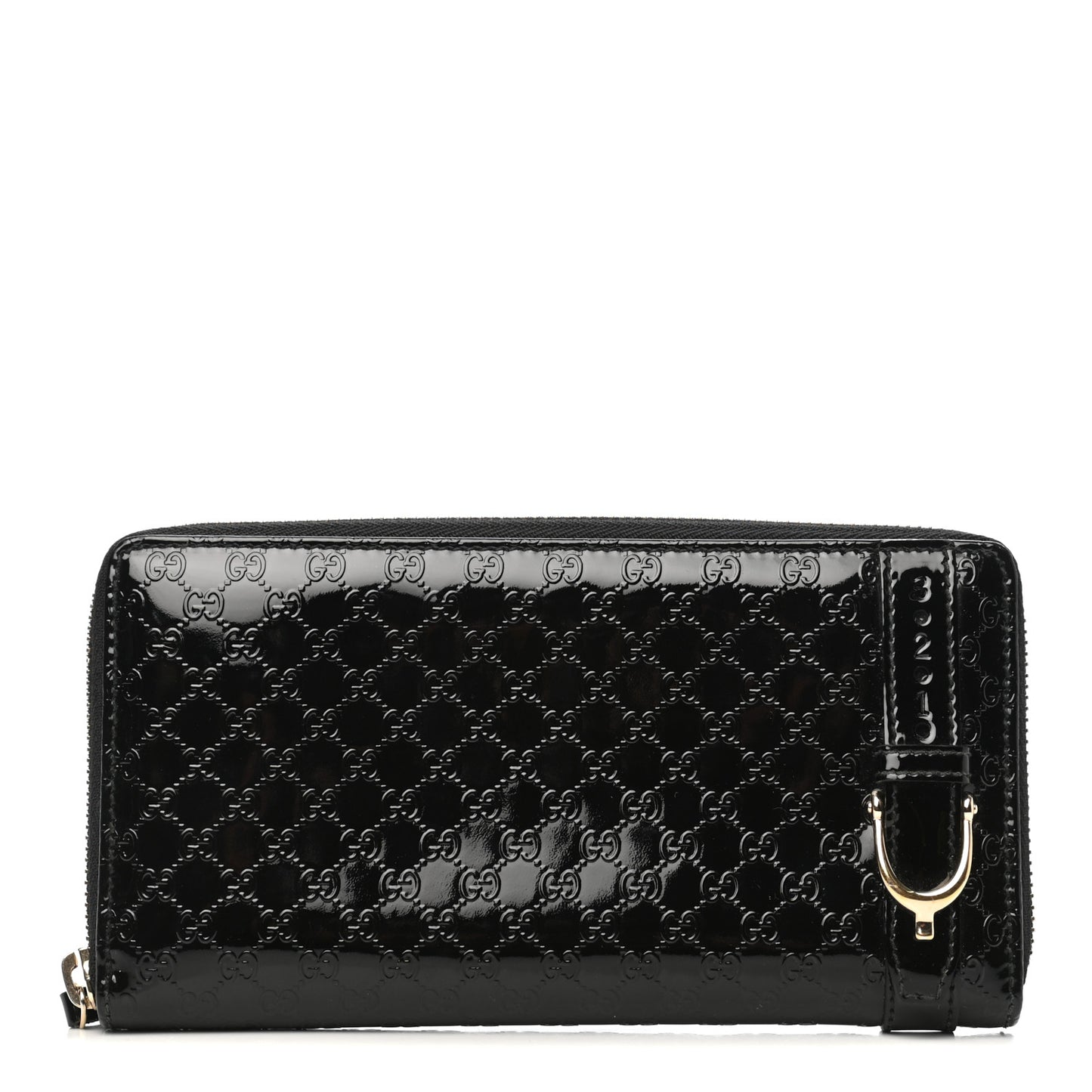 Patent Microguccissima Nice Zip Around Wallet Black
