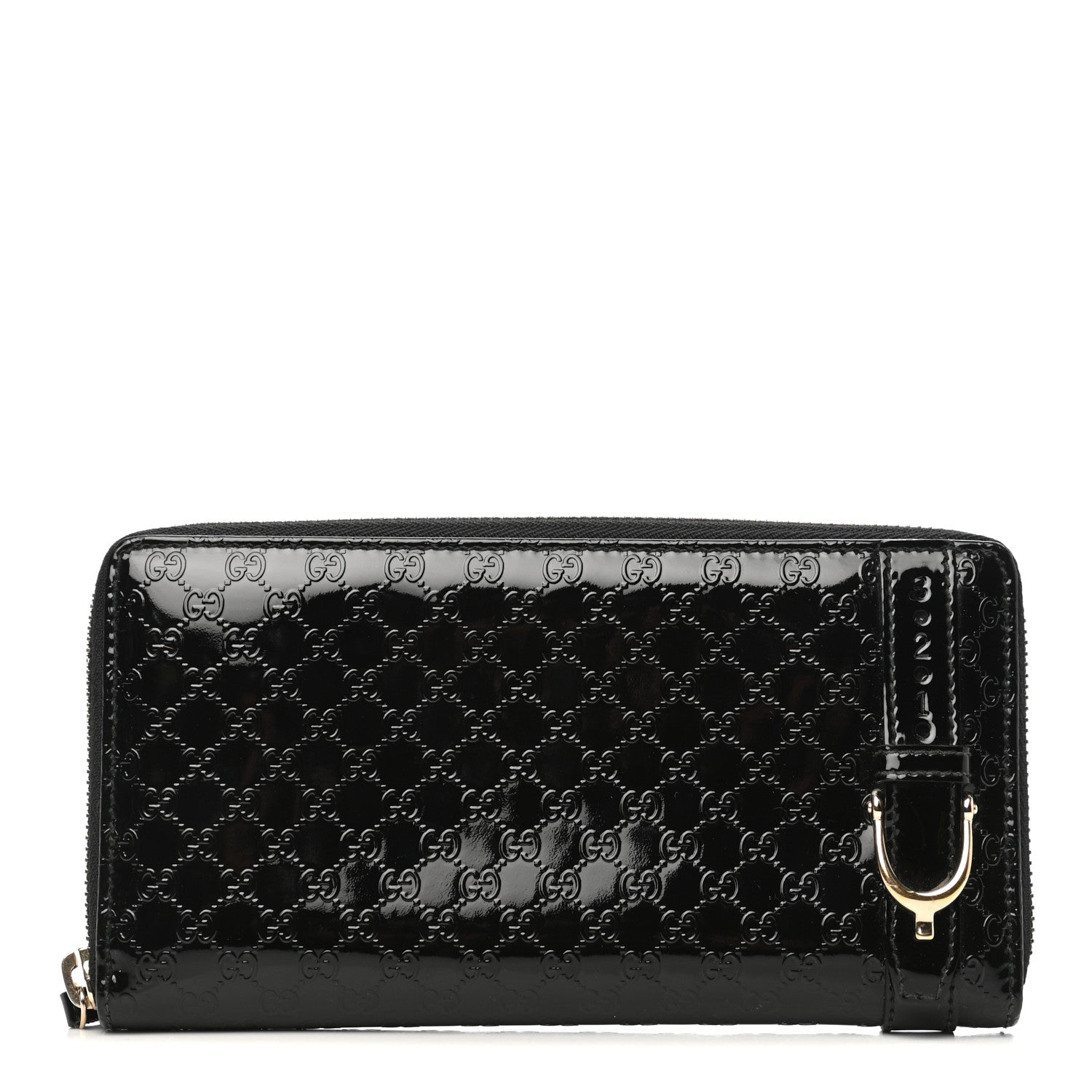 Gucci Patent Microguccissima Nice Zip Around Wallet Black 1 of 8