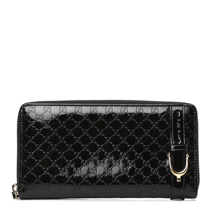 Gucci Patent Microguccissima Nice Zip Around Wallet Black 1 of 8