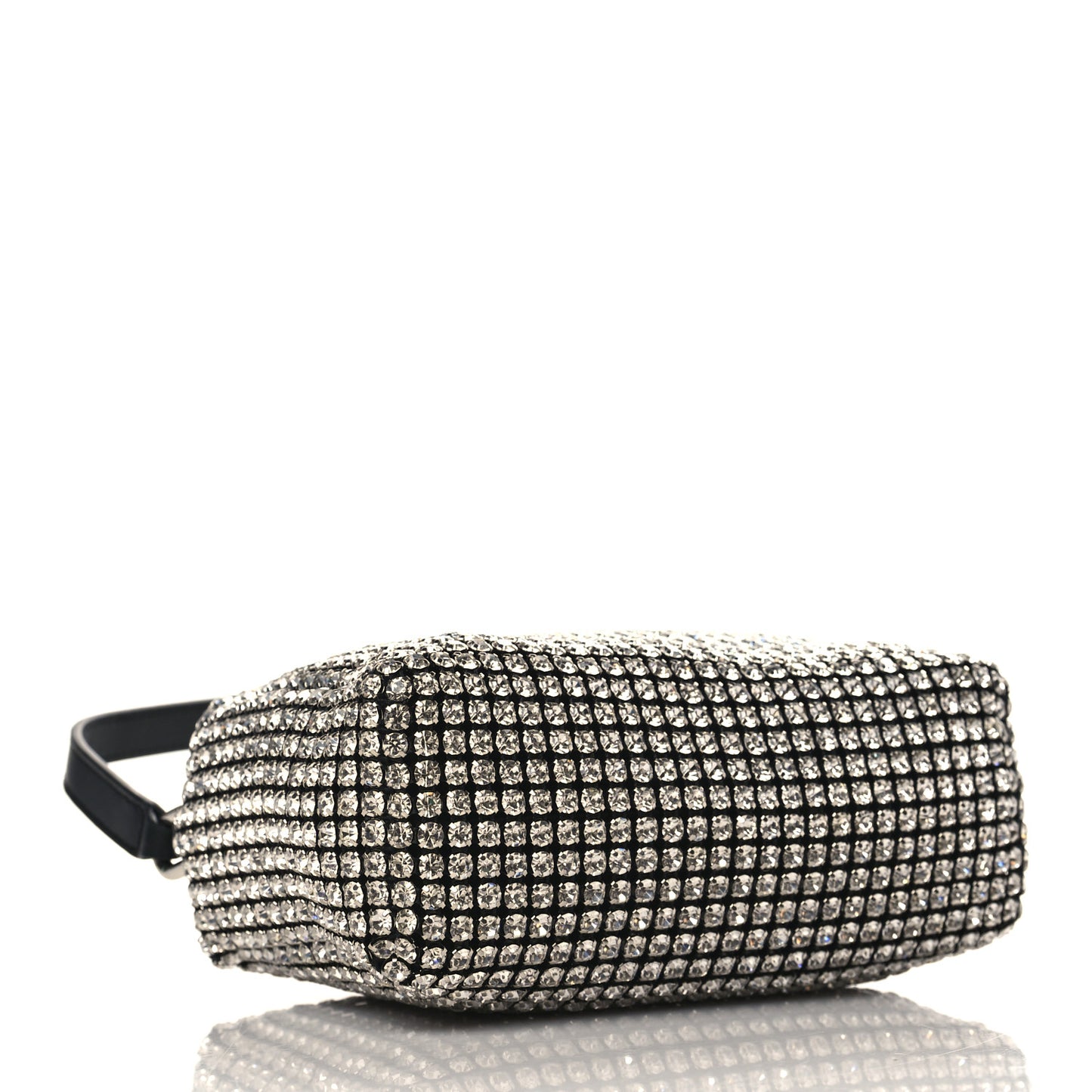 Mesh Crystal Rhinestone Mini Heiress Pouch Black Silver