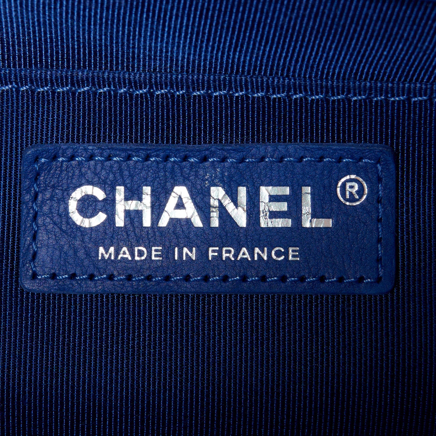 Caviar Chevron Quilted Medium Boy Flap Dark Blue