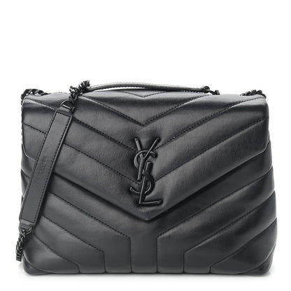 Saint Laurent Calfskin Y Quilted Monogram Small Loulou Chain Satchel Black 1 of 9