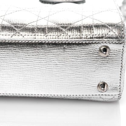 Christian Dior Metallic Grained Calfskin Cannage Small Lucky Badges My Lady Dior Silver 9 of 12