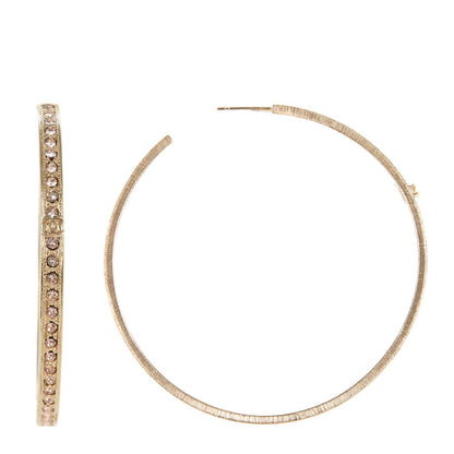 Chanel Crystal CC Hoop Earrings Pale Pink Gold 1 of 6
