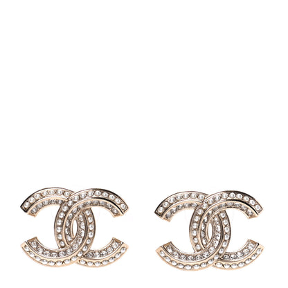 Chanel Crystal Pearl Chain Mania CC Earrings Gold 1 of 5
