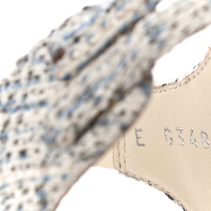 Chanel Tweed CC Thong Sandals 38 Ecru Blue Beige Grey 9 of 11