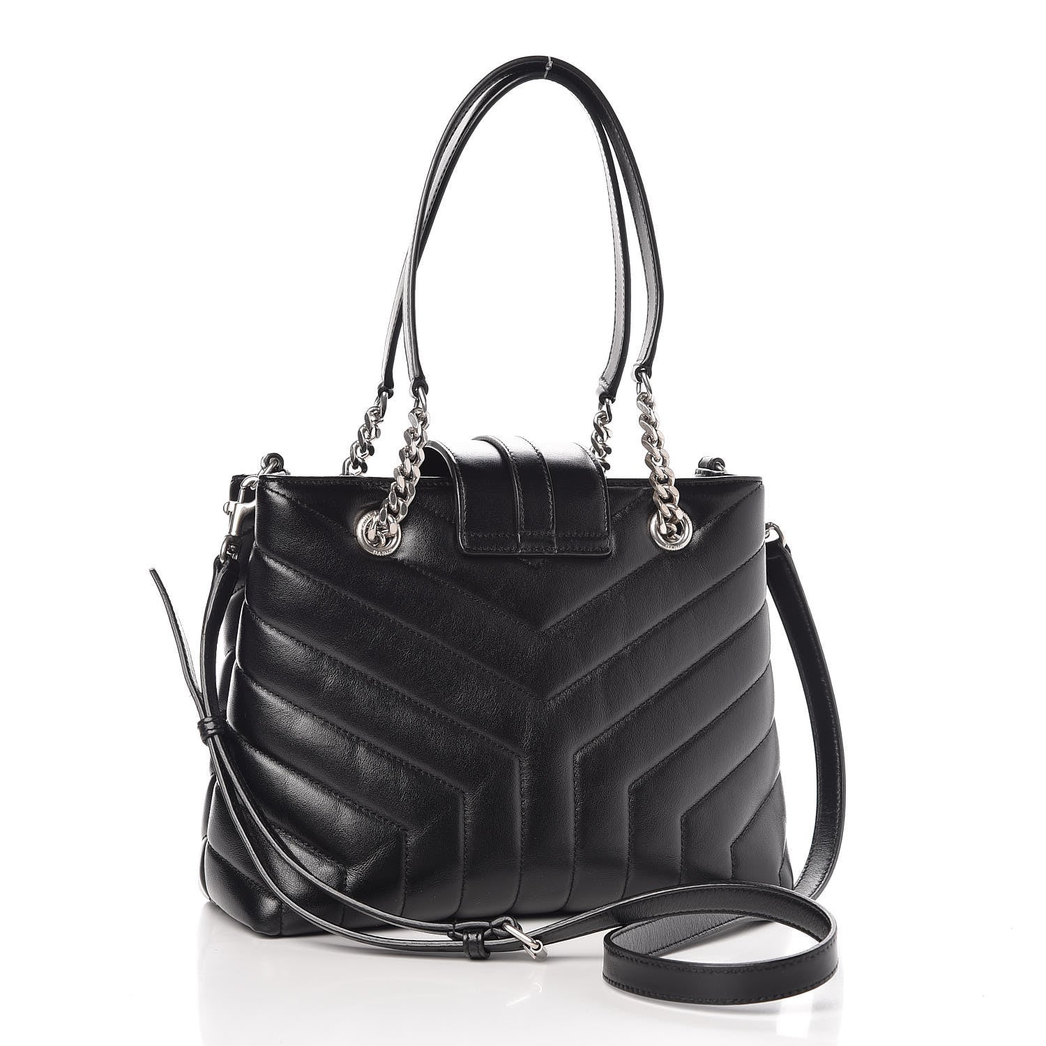 Saint Laurent Calfskin Y Quilted Monogram Small Loulou Shopper Black 4 of 8