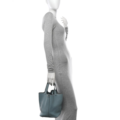 Hermes Taurillon Clemence Picotin 22 MM Ciel 2 of 14