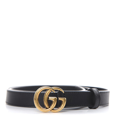 Gucci Calfskin Double G 20mm Belt 80 32 Black 1 of 7