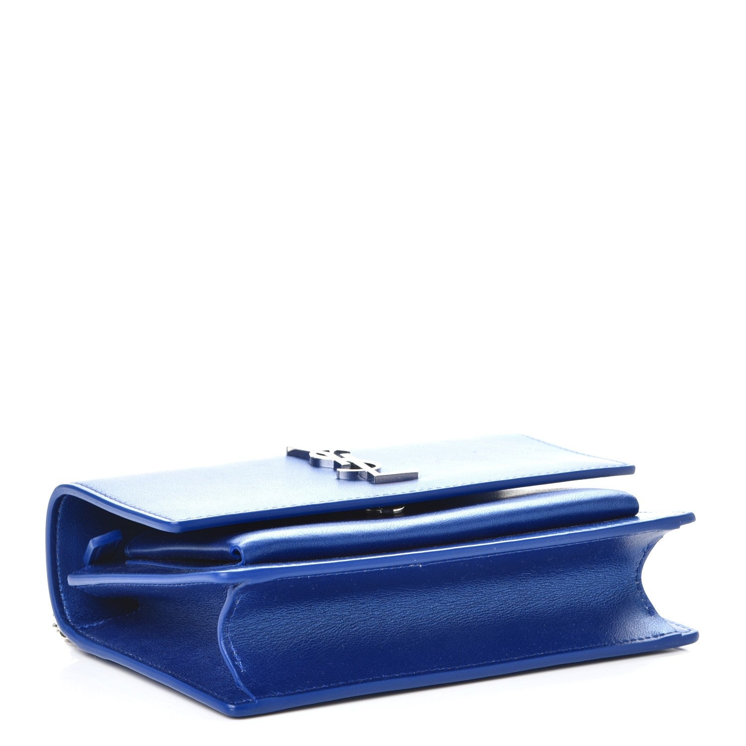 Saint Laurent Metallic Calfskin Monogram Sunset Chain Wallet Blue Royal 5 of 10