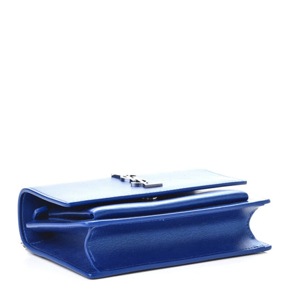 Saint Laurent Metallic Calfskin Monogram Sunset Chain Wallet Blue Royal 5 of 10