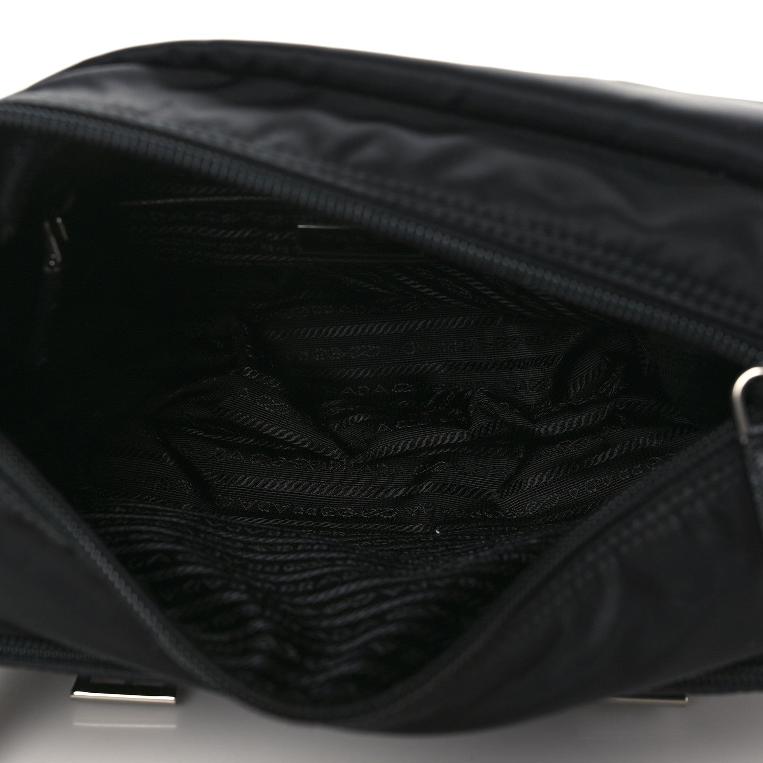 Prada Re-Nylon Vela Saffiano Pocket Double Buckle Messenger Shoulder Bag Black 4 of 7
