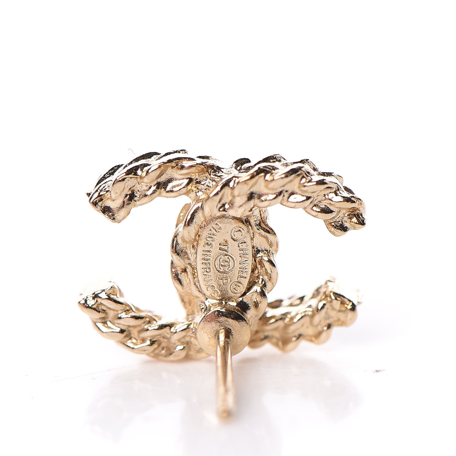 Chanel Crystal Mini CC Earrings Pink Gold 4 of 5