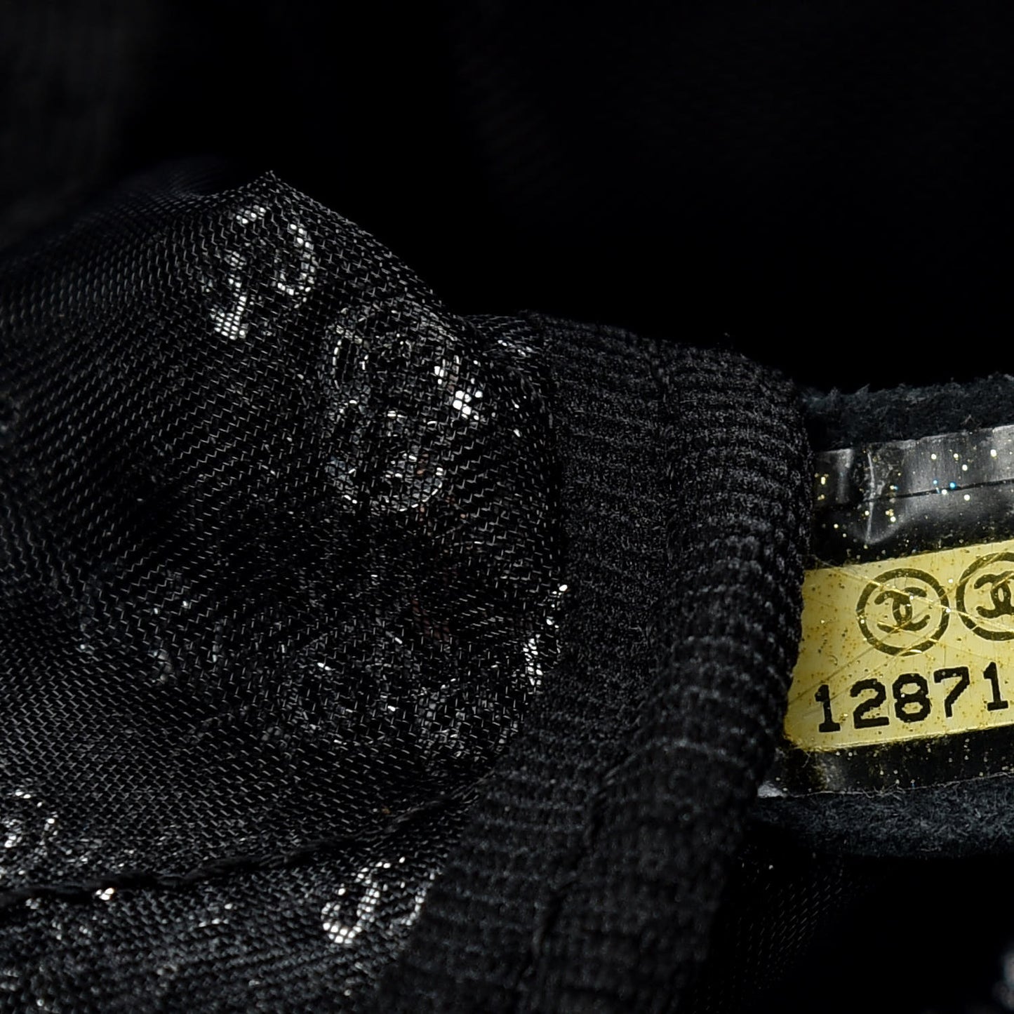 Calfskin Mesh Hidden Sequin CC Tote Black