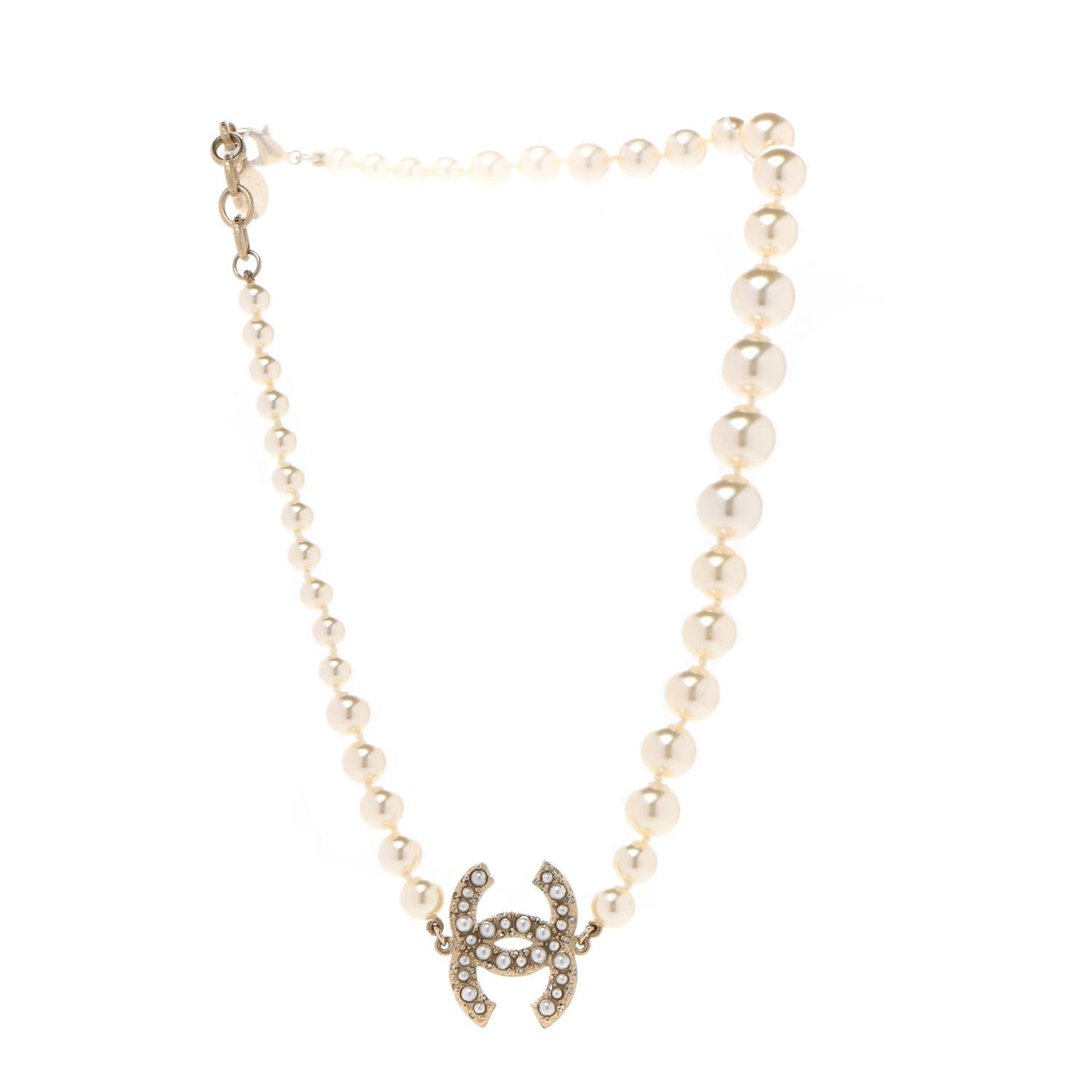 Pearl CC 100th Anniversary Necklace Light Gold