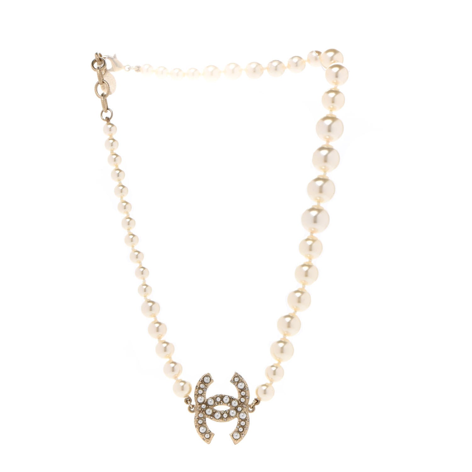 Chanel Pearl CC 100th Anniversary Necklace Light Gold 3 of 8