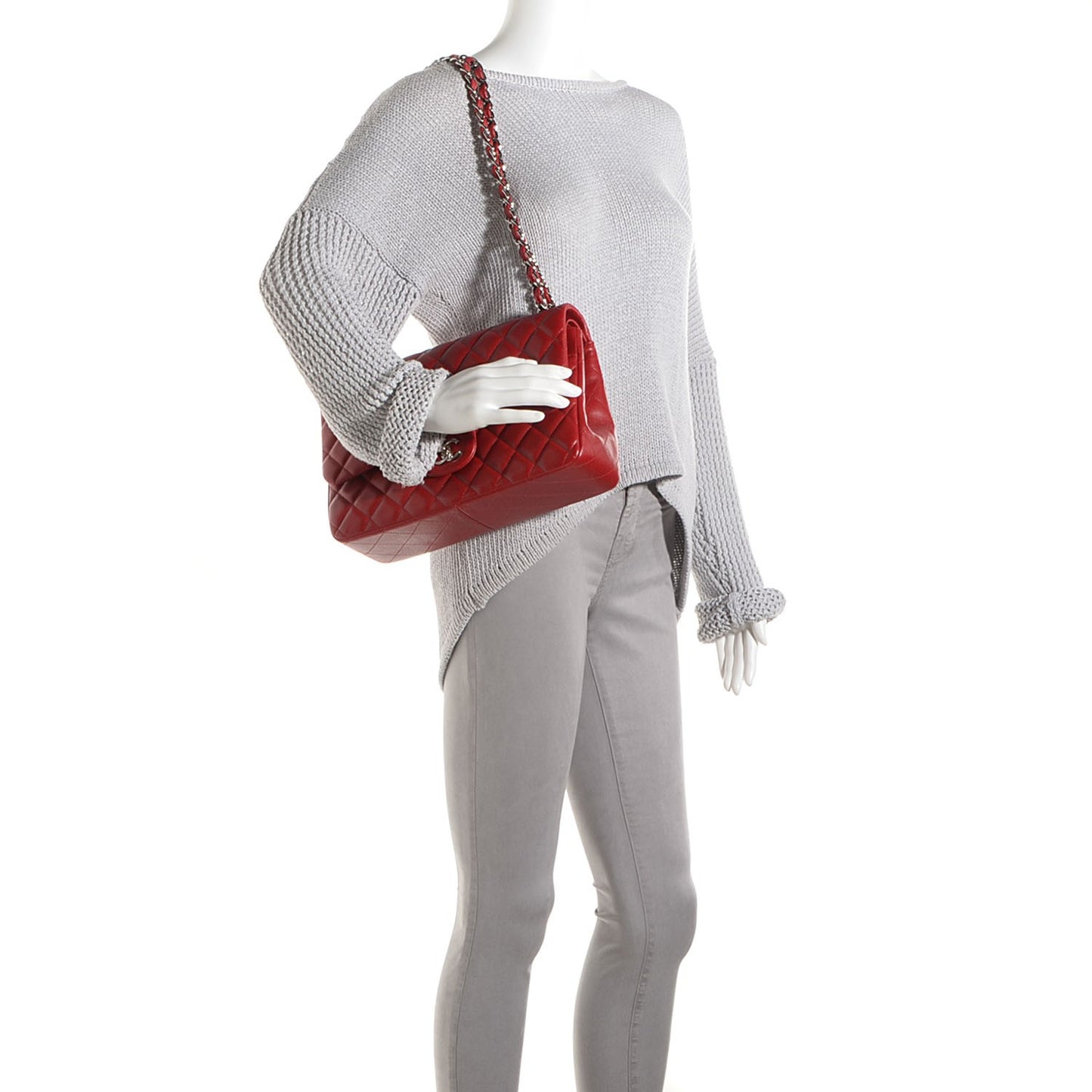 Caviar Quilted Jumbo Double Flap Red