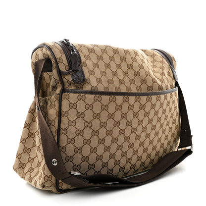 Gucci Monogram Natural Pigskin Large Diaper Bag Beige Ebony Cocoa Dark Chocolate 3 of 15