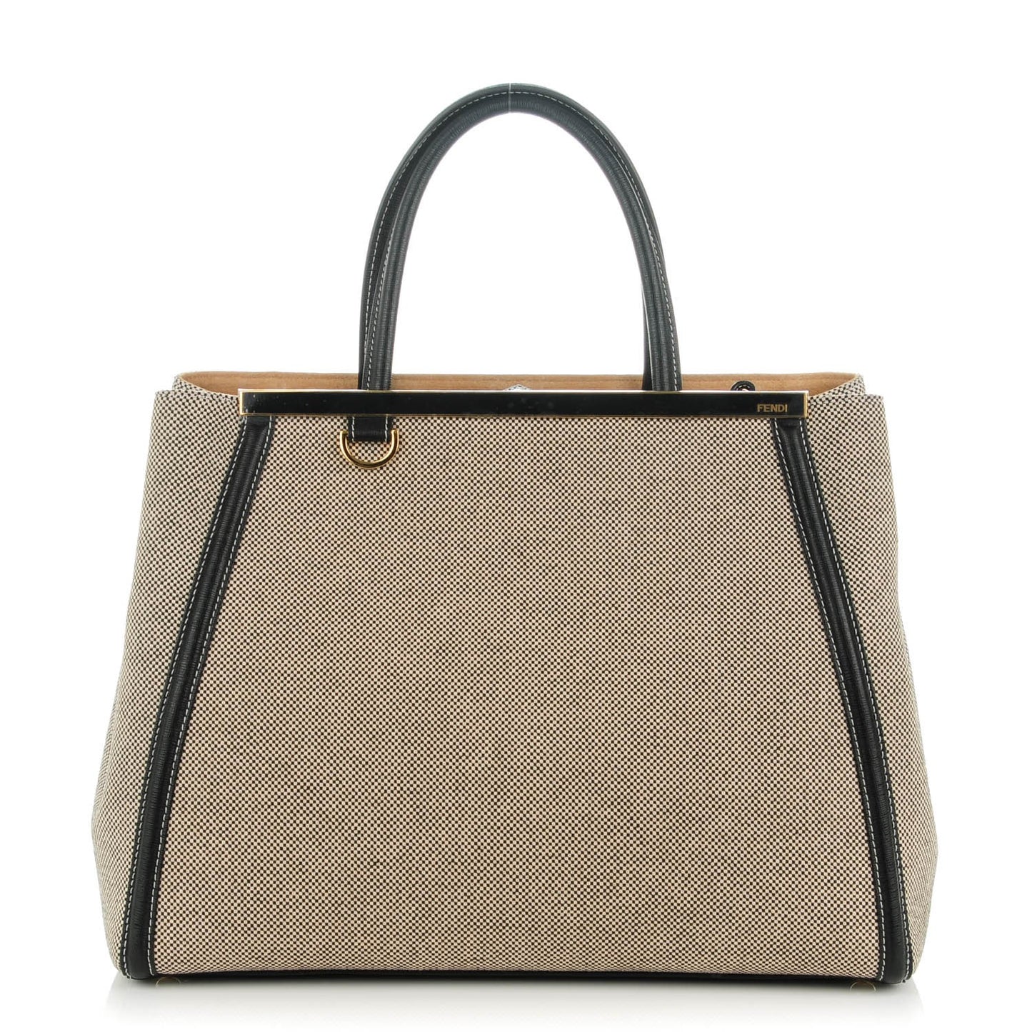 Canvas Vitello Regular 2Jours Tote Bianco Black