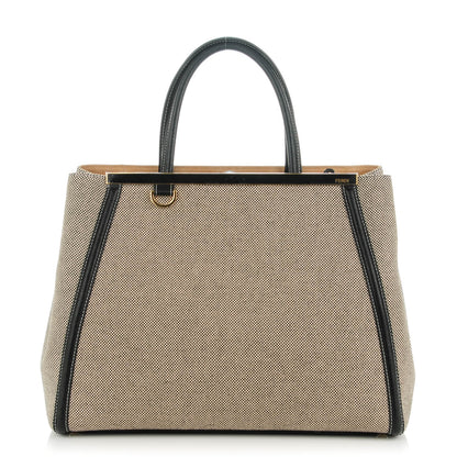 Fendi Canvas Vitello Regular 2Jours Tote Bianco Black 1 of 7