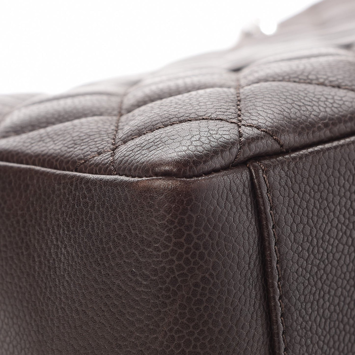 Caviar Quilted Grand Shopping Tote GST Dark Brown