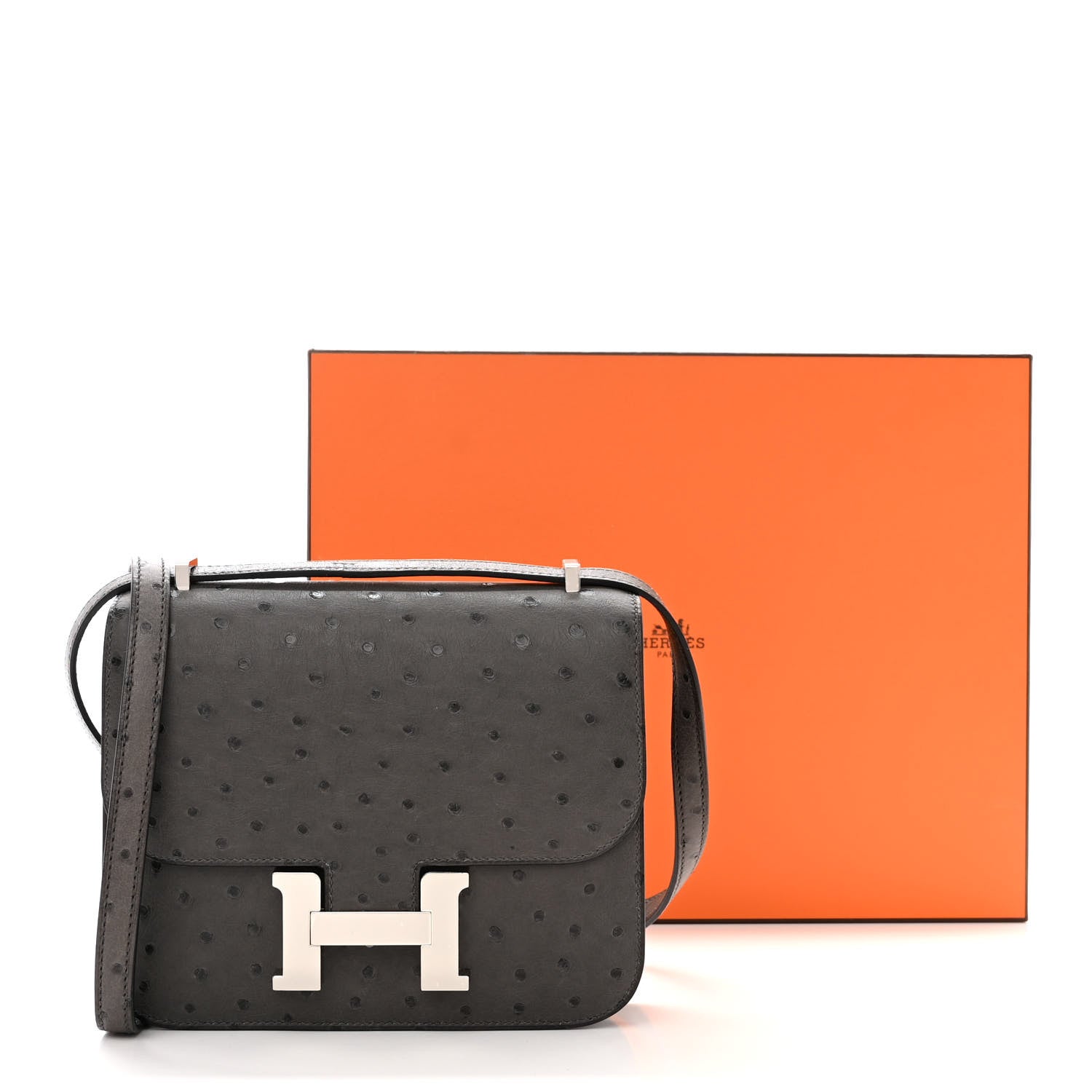 Hermes Ostrich Constance 18 Graphite 11 of 11