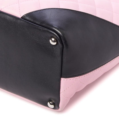 Chanel Calfskin Quilted Medium Cambon Tote Pink Black 5 of 10