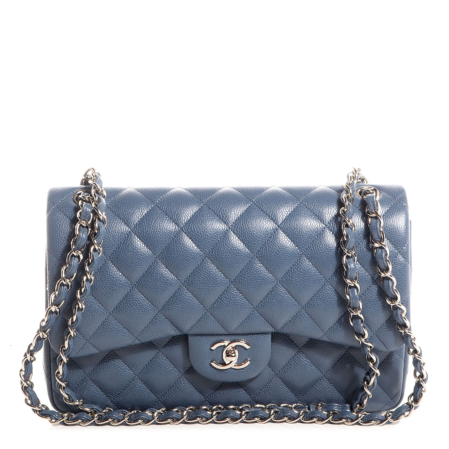 Chanel Caviar Quilted Jumbo Double Flap Blue 1 of 9