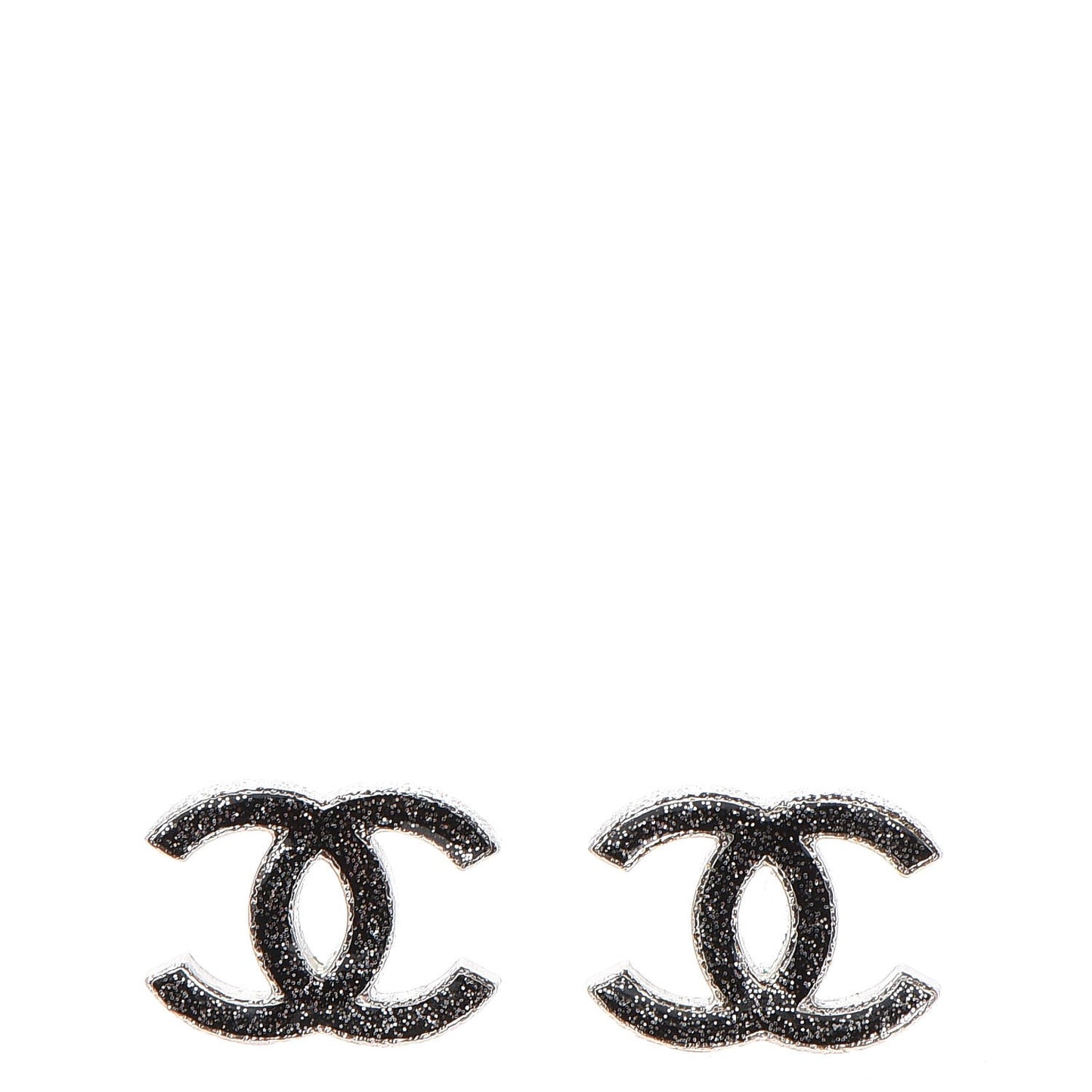 Glitter Enamel CC Earrings Black