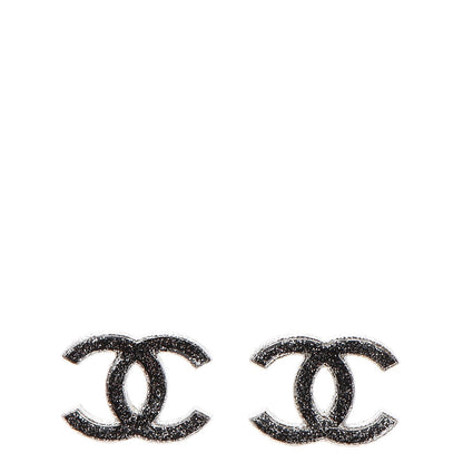 Chanel Glitter Enamel CC Earrings Black 1 of 5