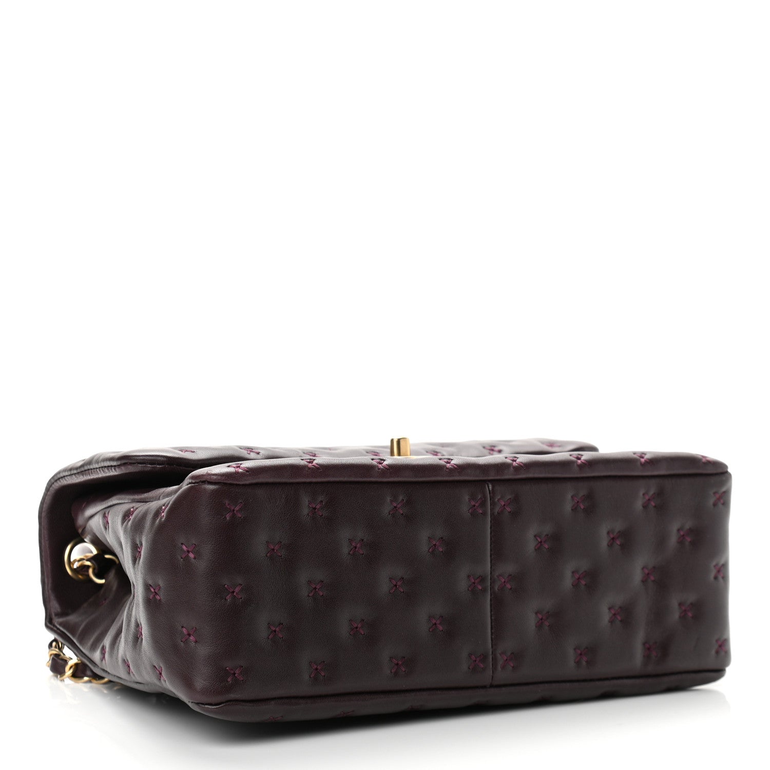 Chanel Lambskin Cross Stitch Small Coco Handle Flap Burgundy 4 of 11