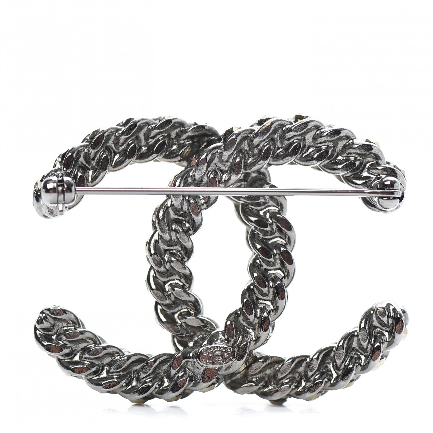 Chanel Ruthenium Enamel CC Brooch Iridescent Blue 3 of 4