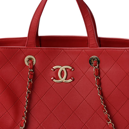 Chanel Calfskin Stitch Medium Ring My Bag Shopping Tote Red 8 of 14