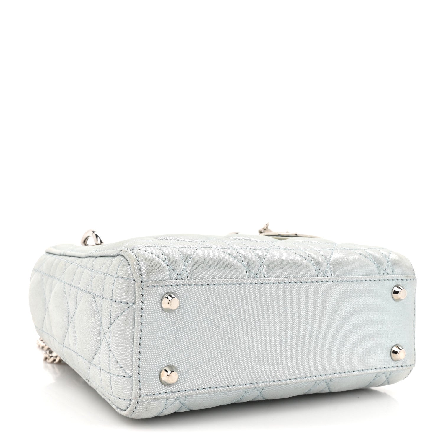 Christian Dior Metallic Lambskin Cannage Mini Lady Dior Light Blue 3 of 16