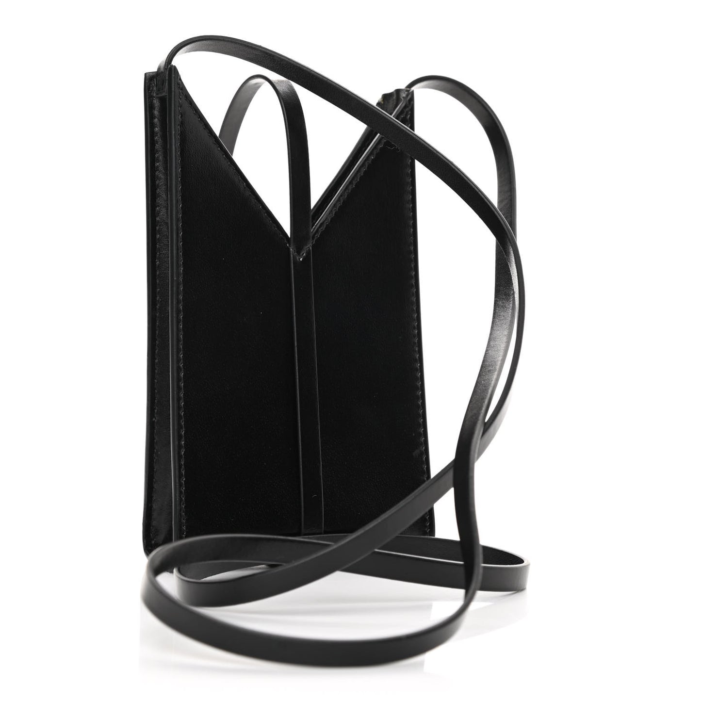 Calfskin Mini Cut Out Phone Crossbody Pouch Black