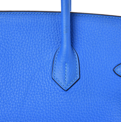Hermes Taurillon Clemence Birkin 35 Bleu Hydra 29 of 33