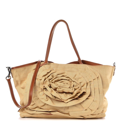 Valentino Garavani Canvas Rosette Tote Beige 1 of 7