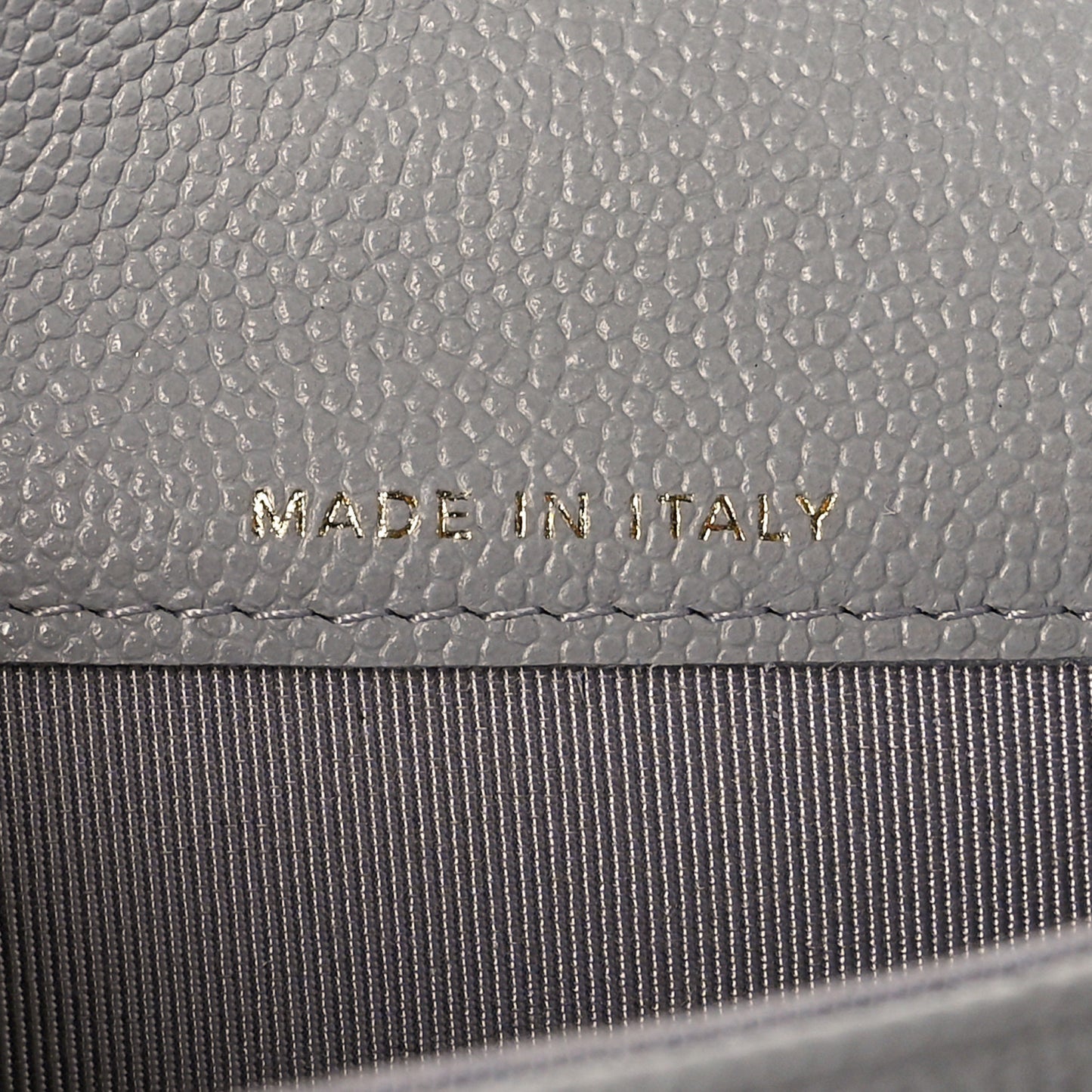 Caviar Quilted Flap Card Holder Wallet Grey